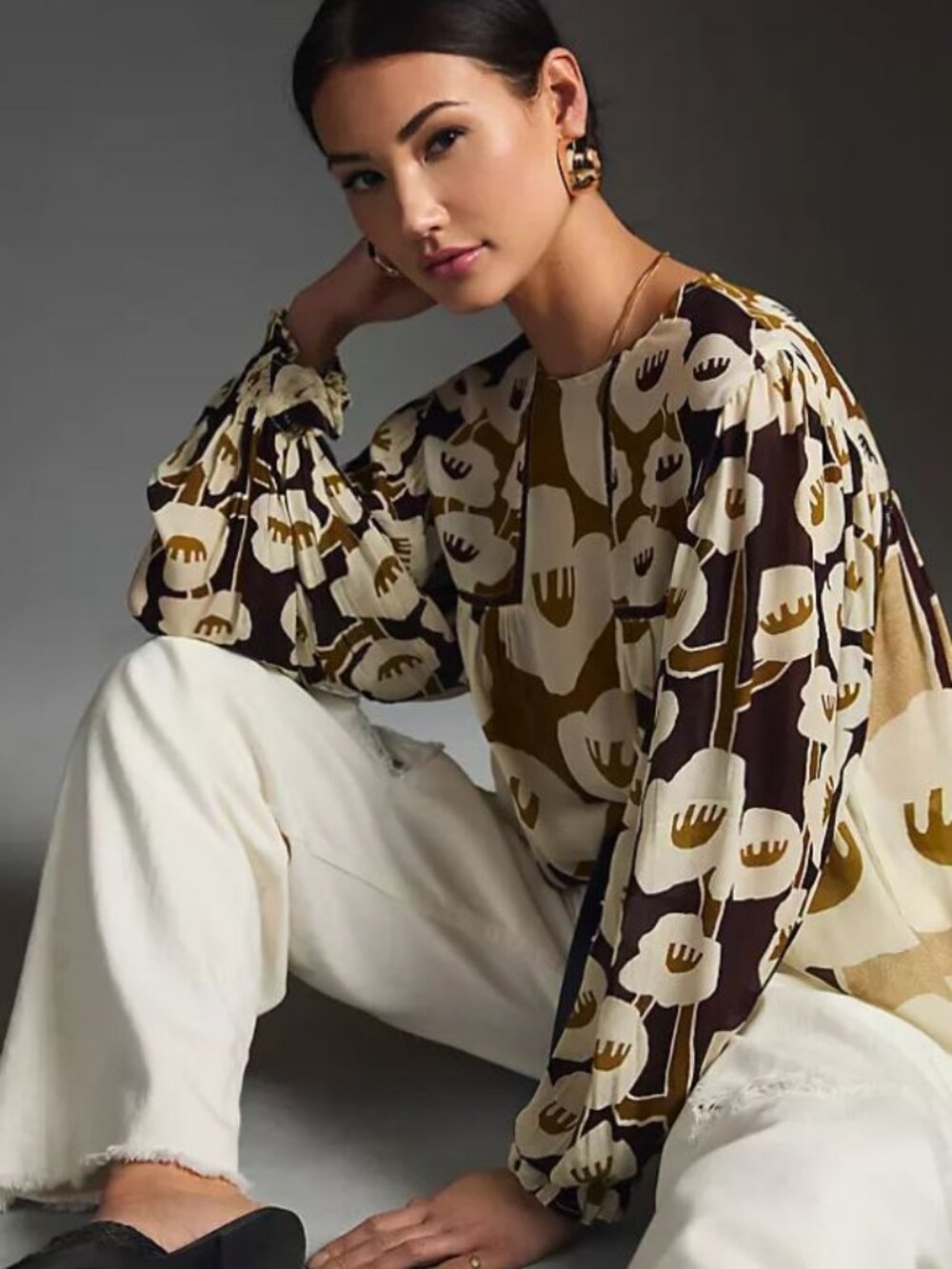 Bl-nk London | Miranda Floral Peasant Blouse | Size Medium
